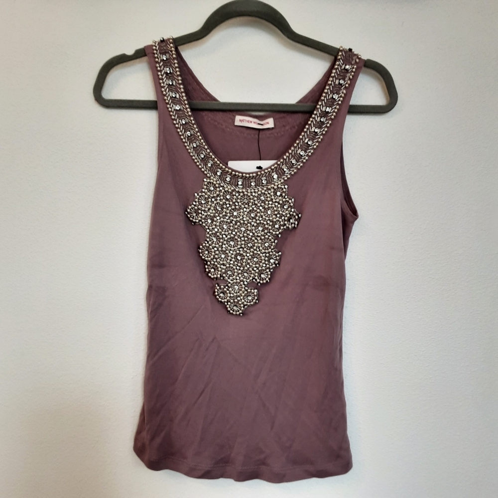 Matthew Williamson Dusty Rose Sequin Tank Top (NWT)